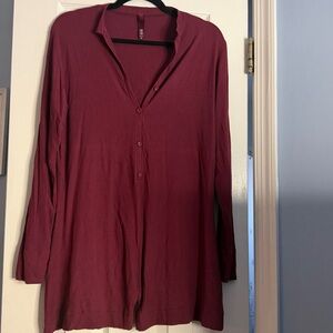 SKIMS burgundy Soft Lounge Button-Up Henley Ribbed Onesie – Size XL